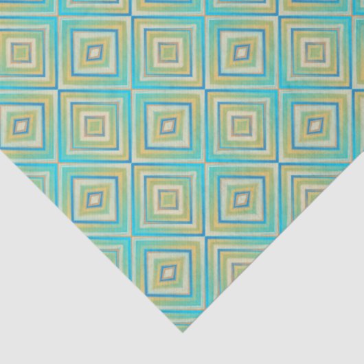 Papier Mousseline Turquoise Blues Alternative Diamond Motif (Détail)