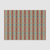 Papier Mousseline Turquoise Brown Burnt Orange Mosaic Motif (Recto)