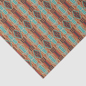 Papier Mousseline Turquoise Brown Burnt Orange Mosaic Motif (Détail)