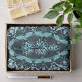 Papier Mousseline Turquoise Dark Green Damask Mandala (Cadeau)