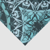 Papier Mousseline Turquoise Dark Green Damask Mandala (Détail)