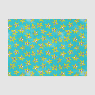 Papier Mousseline Turquoise d'Emoji amusant avec les étoiles du visa