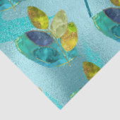 Papier Mousseline Turquoise et or brillant Faux Feuilles d'aquarelle (Détail)