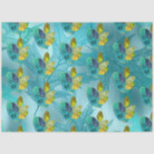 Papier Mousseline Turquoise et or brillant Faux Feuilles d'aquarelle (Recto)