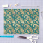 Papier Mousseline Turquoise et or Foil Floral Damask (Artisanat)