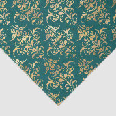 Papier Mousseline Turquoise et Vintage or (Détail)