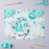 Papier Mousseline Turquoise Floral Series Design 1 (Artisanat)