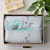 Papier Mousseline Turquoise Floral Series Design 1 (Cadeau)