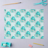 Papier Mousseline Turquoise Floral Series Design 3 Tissu Papier (Artisanat)