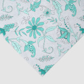 Papier Mousseline Turquoise Floral Series Design 5 Tissu Papier (Détail)