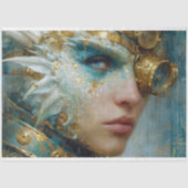 Papier Mousseline Turquoise Gold Dragon femme Steampunk Découpage Ar (Recto)