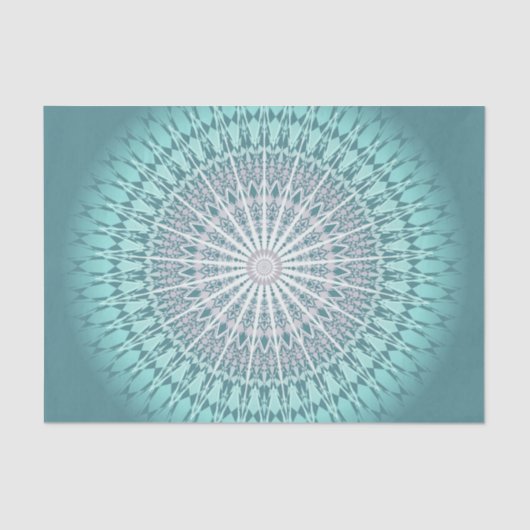 Papier Mousseline Turquoise Green Chevron Mandala (Recto)