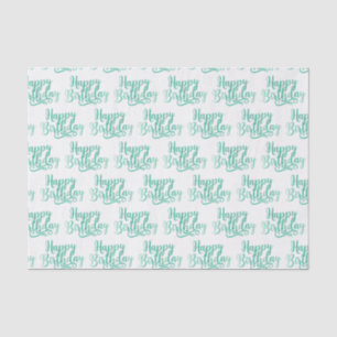 Papier Mousseline Turquoise Green Fun HEUREUX ANNIVERSAIRE Personnal