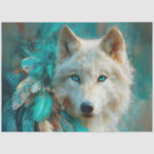 Papier Mousseline Turquoise Lodge Arctic Wolf Portrait (Recto)