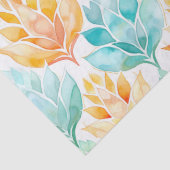 Papier Mousseline Turquoise Mandarine Floral Abstrait (Détail)