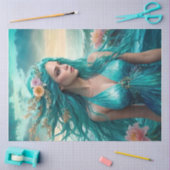 Papier Mousseline Turquoise Mermaid of the Sea decoupage paper v1 (Artisanat)