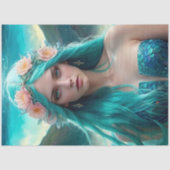 Papier Mousseline Turquoise Mermaid of the Sea decoupage paper v2 (Recto)