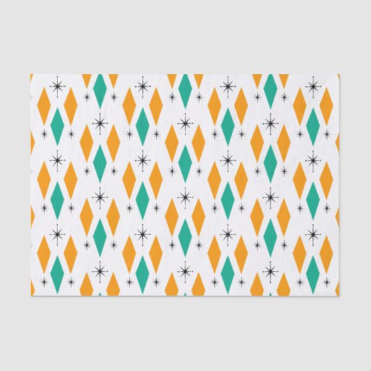Papier Mousseline Turquoise moderne d'orange de diamants d'ère de la (Recto)