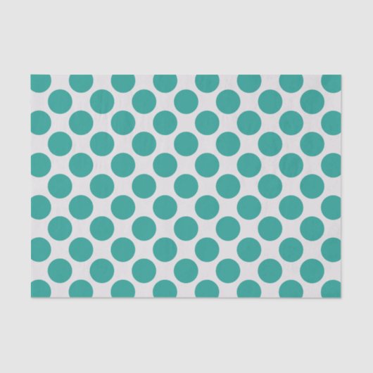 Papier Mousseline Turquoise moderne vert et blanc Grand Pois (Recto)