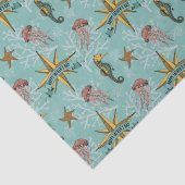 Papier Mousseline Turquoise Nautique Star Custom Text Marine (Détail)