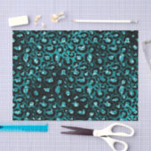 Papier Mousseline Turquoise Ombre et Parties scintillant de verre no (Artisanat)