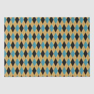 Papier Mousseline Turquoise or et noir classique Jacquard Motif diam