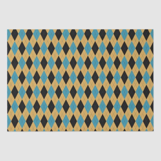 Papier Mousseline Turquoise or et noir classique Jacquard Motif diam (Recto)