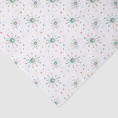 Papier Mousseline Turquoise Orange Starburst atomique mi-siècle Noël (Détail)