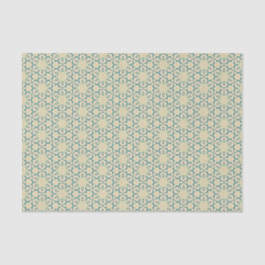 Papier Mousseline Turquoise Pistachio Cream Western Modern Damask (Recto)