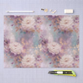 Papier Mousseline Turquoise Purple Or Blanc Floral (Artisanat)