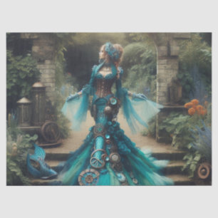 Papier Mousseline Turquoise Sirène Steampunk Vintage Vierge victorie