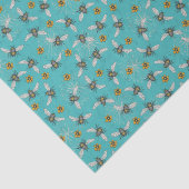 Papier Mousseline Turquoise Tendance Abeille Bourdonnante Printemps  (Détail)