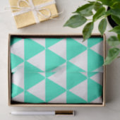 Papier Mousseline Turquoise triangles blanc motif (Cadeau)