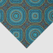 Papier Mousseline Turquoise Turquoise Vert Mandala Round Star Motif (Détail)