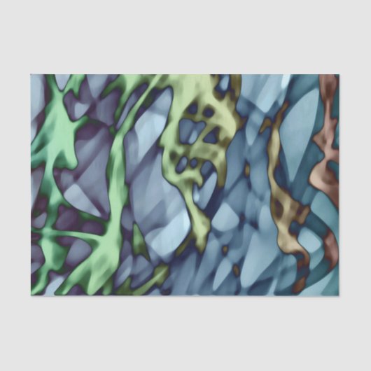 Papier Mousseline Turquoise Vert Jaune Orange Or Rouge Art Abstrait (Recto)