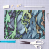 Papier Mousseline Turquoise Vert Jaune Orange Or Rouge Art Abstrait (Artisanat)