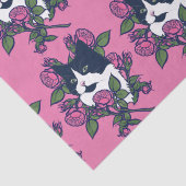 Papier Mousseline Tuxedo Cat Peony Floral Art Tuxie Cats (Détail)