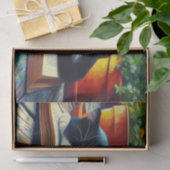 Papier Mousseline Tuxedo Chat dormir sur un livre Jardin Découpage (Cadeau)