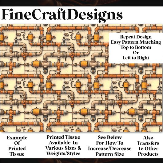Papier Mousseline Tuyaux à vapeur industriels Motif BM6 Découpage