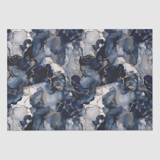 Papier Mousseline Twilight Navy bleu et gris avec l'or antique (Recto)