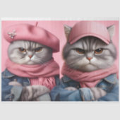 Papier Mousseline Twin Cat Trouble Makers pair decoupage Paper  (Recto)