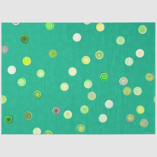 Papier Mousseline Twisty Polka Dot Spirals Green Tissue Paper (Recto)