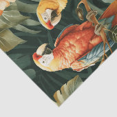 Papier Mousseline Two Colorful Parrots Tropical Flower Branch (Détail)