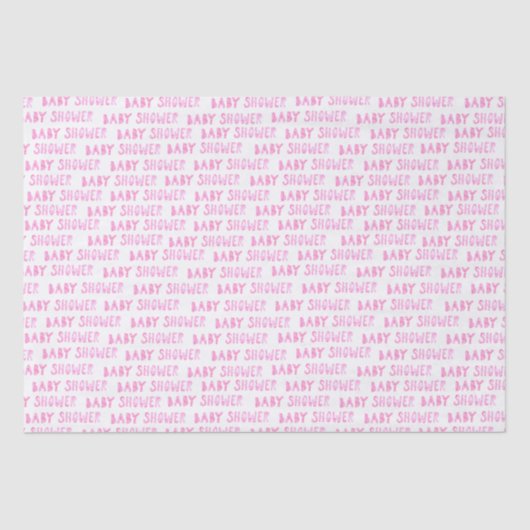 Papier Mousseline Typographie Baby shower fille rose mignonne (Recto)