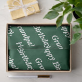 Papier Mousseline Typographie Chic Vert Joyeux Anniversaire, grand-p (Cadeau)