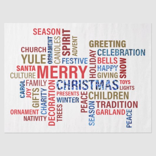 Papier Mousseline Typographie de Noël (Recto)