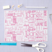 Papier Mousseline Typographie de nom personnalisée Nuage de mot rose (Artisanat)