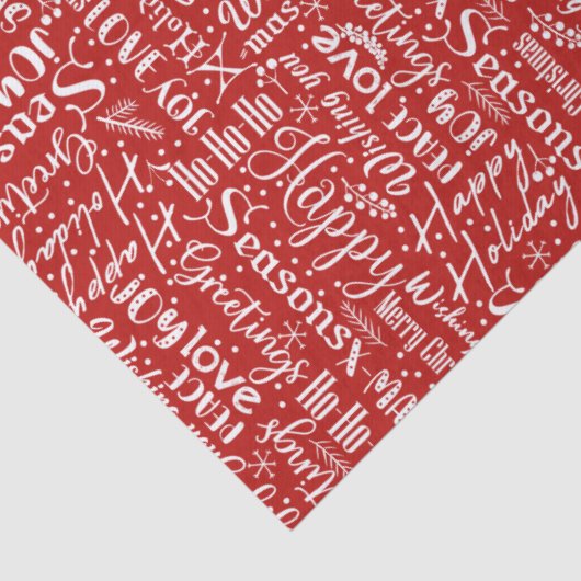 Papier Mousseline Typographie moderne de Noël Rouge (Détail)