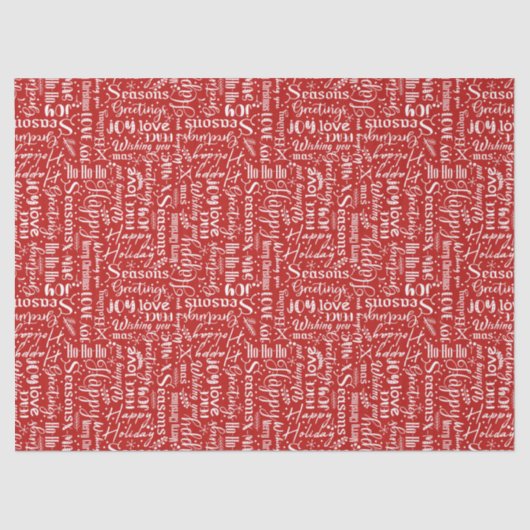 Papier Mousseline Typographie moderne de Noël Rouge (Recto)