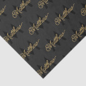 Papier Mousseline Typographie noir et or Ajouter Nom et Monogramme M (Détail)